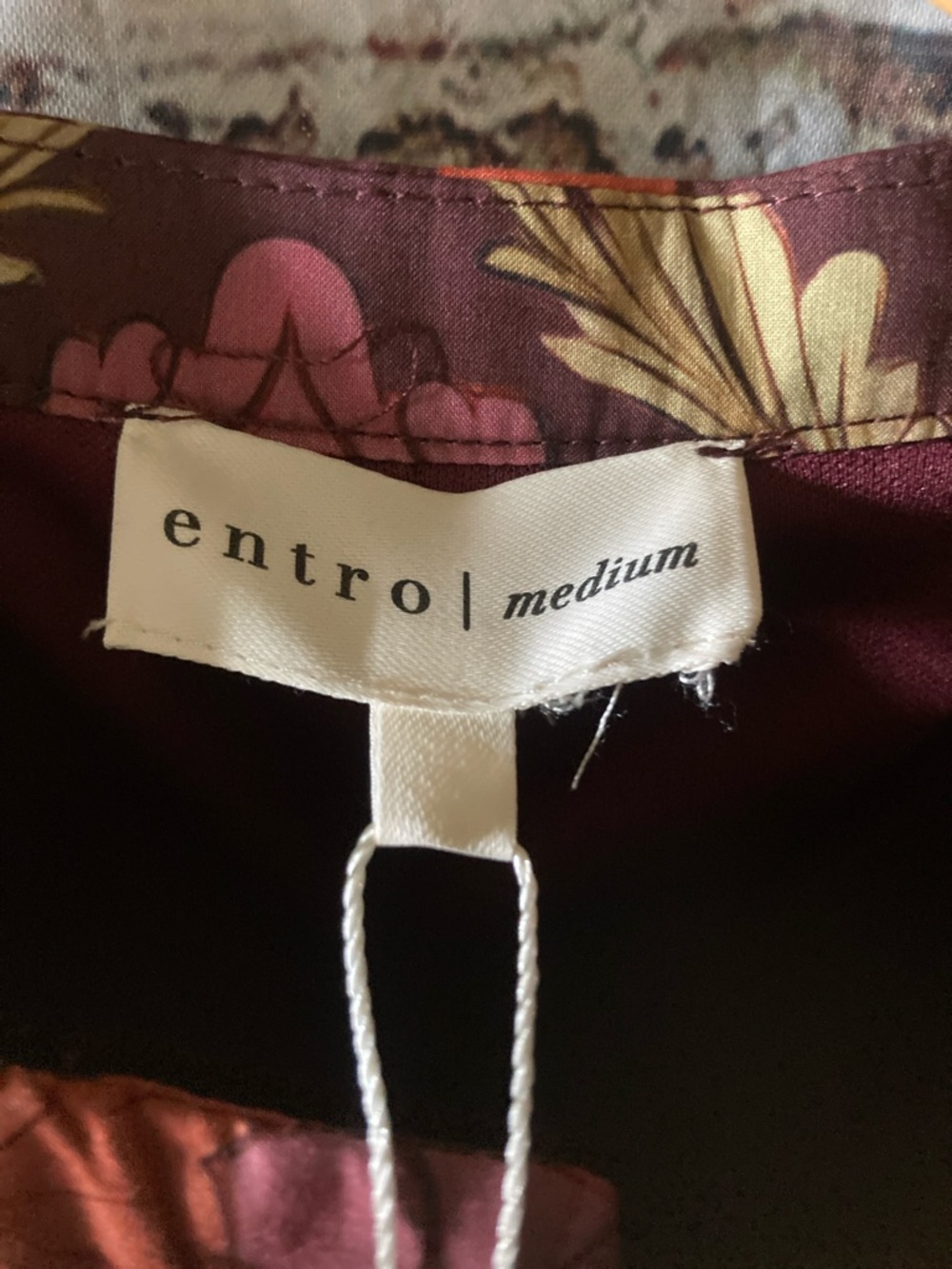 entro Floral Puff-Sleeve Mini Dress in Burgundy and Pink - Picture 5 of 13